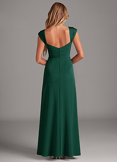 Azazie Laila Bridesmaid Dresses Dark Green A-Line Pleated Stretch Satin Dress image2