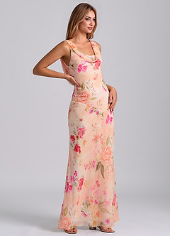 Azazie Rylina Bridesmaid Dresses Abstract Bouquet Floral Mermaid Pleated Chiffon Dress image5