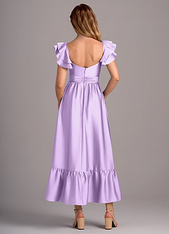 Azazie Anaya Robes de demoiselle d'honneur Robe Trapèze Convertible en Satin extensible Encolure en Forme de Cœur Lilas image2