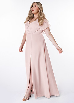 Azazie Rylee Bridesmaid Dresses Blushing Pink A-Line Pleated Chiffon Dress image8