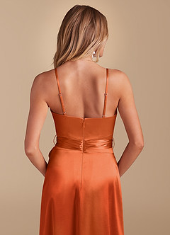 Azazie Sophia laatste Uitverkoop Jurk van Metaalachtig Satijn met A-Lijn met Zakken Black image2