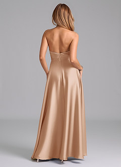 Azazie Tessie Bridesmaid Dresses English Rose A-Line Pleated Stretch Satin Dress image2