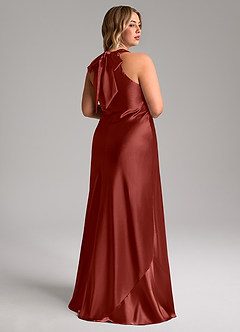 Azazie Doretta Bridesmaid Dresses Terracotta Mermaid Bow Metallic Satin Dress image9