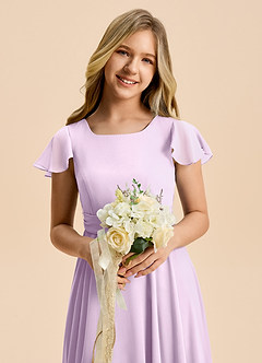 Azazie Cady Junior Linia A Pofałdowany Szyfon Długość podłogi Młodsza druhna Sukienka image8