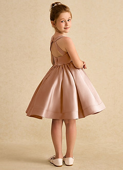Azazie Julietta vestidos de niña de las flores Vestido de Champán Rosado de Tul de Princesa con Convertible image8