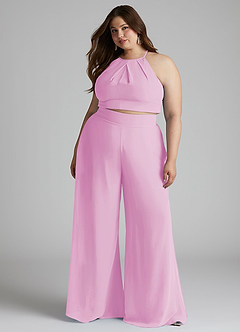 Azazie Kenzi Bridesmaid Dresses Candy Pink Pleated Chiffon Jumpsuit image8