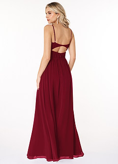 Azazie Yanelie Bridesmaid Dresses Burgundy A-Line Scoop Pleated Chiffon Dress image7