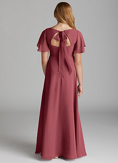 Azazie Kimber Junior Abito A-Line in Chiffon Plissettato Merlot image2