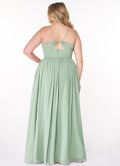 Azazie Cora Bridesmaid Dresses Agave A-Line Pleated Chiffon Dress image7