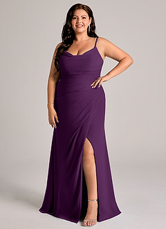 Azazie Deandra Bridesmaid Dresses Grape Mermaid Pleated Chiffon Dress image9