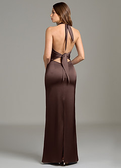 Azazie Francesca Bridesmaid Dresses Ganache Sheath Stretch Satin Dress image4