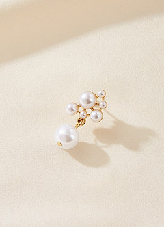 front Pearl Cluster Drop Earrings