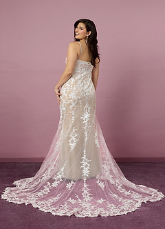 Barbie ♥ Azazie Abiti da Sposa Abito Sirena in Tulle Lustrini Diamante Bianco Nudo image9