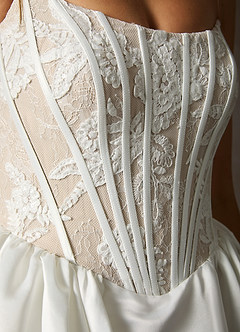 Azazie Barica Suknie ślubne Linia A Bez ramiączek Sznurówka Mini Sukienka image7