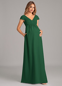 Azazie Allessia Maternity Bridesmaid Dresses A-Line Pleated Chiffon Floor-Length Dress image4