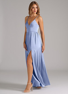Azazie Aaida Bridesmaid Dresses Ice A-Line Corset Stretch Satin Dress image3