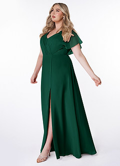 Azazie Rylee Robes de demoiselle d'honneur Robe Trapèze en Mousseline de soie Plissée émeraude image8