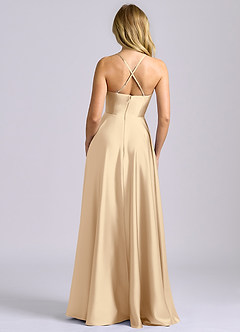 Azazie Truce Bridesmaid Dresses Champagne A-Line Stretch Satin Dress image2