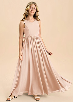 Azazie Hathaway Junior English Rose A-Line Bow Chiffon Dress image2