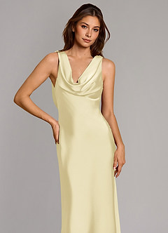 Azazie Cheryl Vestidos de damas de honor Vestido de Sorbete De Limón de Satén Elástico de Corte Sirena image6