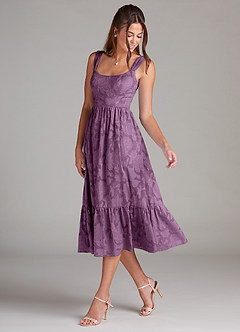 Azazie Alissa Bridesmaid Dresses Wisteria A-Line with Pockets Floral Burnout Dress image5