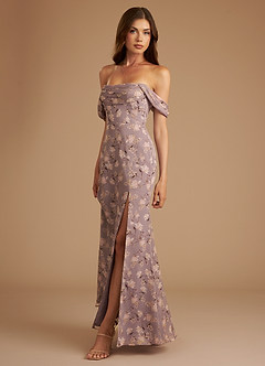 Azazie Saige Bridesmaid Dresses Lilac Bloom Floral A-Line Off the Shoulder Bloom Convertible Dress image8