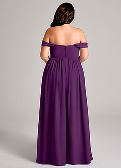 Azazie Calianna Bridesmaid Dresses Grape A-Line Off the Shoulder Chiffon Convertible Dress image15