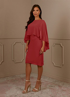 Azazie Mirra Mother of the Bride Dresses Rust Sheath Scoop Pleated Chiffon Dress image2