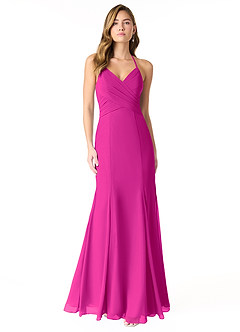 Azazie Carolina Bridesmaid Dresses Fuchsia Mermaid Ruched Chiffon Dress image1