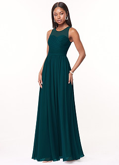 Azazie Nina Brautjungfernkleider A-Linie Plissee Chiffon Kleid Kiefer image4