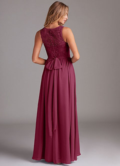 Azazie Kingsley Bridesmaid Dresses Mulberry A-Line Lace Chiffon Dress image2