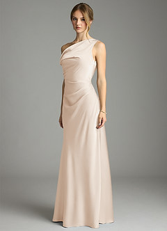 Azazie Emerson Abiti da Damigella Abito Sirena in Raso Elasticizzato a Spalla Scoperta Alabastro Bianco image2