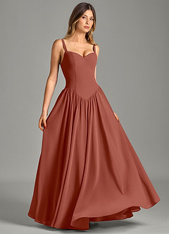 Azazie Evadina Suknie dla druhen Linia A Gorset Szyfon Do ziemi Sukienka image3