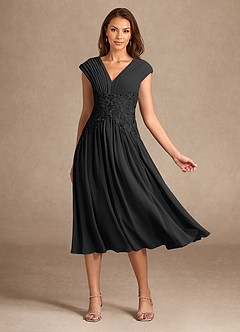 Azazie Hudson vestidos de madre de la novia Vestido de Negro de Encaje de Corte En A image1