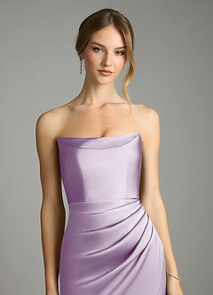 Azazie Leonis Bridesmaid Dresses Frosted Lilac Mermaid Pleated Stretch Satin Convertible Dress image4
