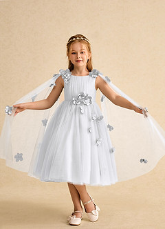 Azazie Staria Flower Girl Dresses White Ball-Gown Ruched Tulle Dress image4