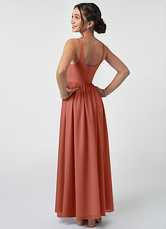 Azazie Keyla Junior A-Linie Plissee Chiffon Kleid Lehm image4