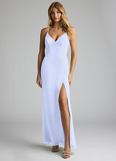 Azazie Becca Bridesmaid Dresses Lavender Sheath V-Neck Chiffon Dress image1