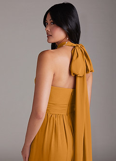 Azazie Lamara Bridesmaid Dresses Butterscotch Off the Shoulder Chiffon Convertible Jumpsuit image11