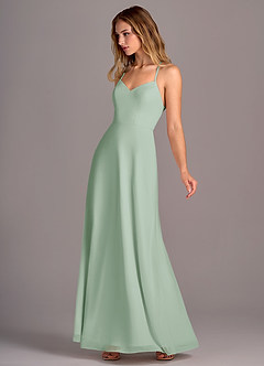 Azazie Mei Bridesmaid Dresses Agave A-Line Chiffon Dress image4