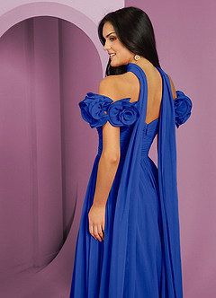 Barbie ♥ Azazie Jurken voor bruidsmeisjes Converteerbaar Jurk van Chiffon met A-Lijn Off the Shoulder Koningsblauw image19
