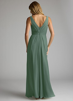 Azazie Gina Bridesmaid Dresses Eucalyptus A-Line V-Neck Pleated Chiffon Dress image5