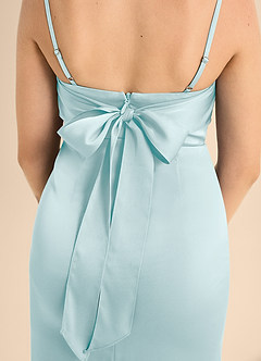 Azazie Mai Junior Sea Glass A-Line Sweetheart Neckline Stretch Satin Dress image6