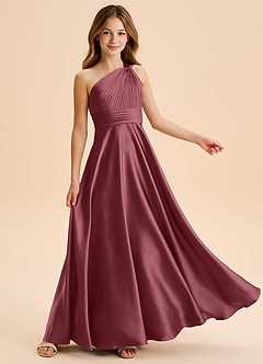 Azazie Charlize Junior Jurk van Stretch Satijn met A-Lijn Geplooid Woestijnroos image5