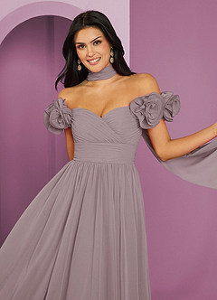 Barbie ♥ Azazie Bridesmaid Dresses Dusk A-Line Off the Shoulder Chiffon Convertible Dress image4