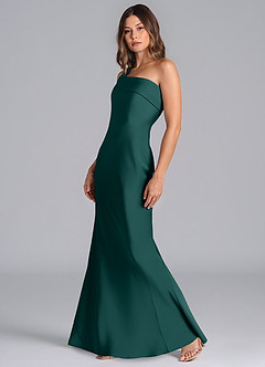 Azazie Driea Brudtärnklänningar Klä av Sjöjungfru i Stretch Satin Ena axeln Tallgrön image6