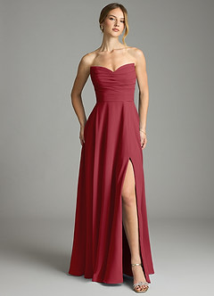 Azazie Ayla Abiti da Damigella Abito A-Line in Chiffon Scollo a Cuore Melograno image5