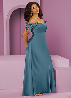 Barbie ♥ Azazie Vestidos de damas de honor Vestido de Bermudas de Satén Elástico de Corte Recto Convertible con Vestidos sin tirantes image11