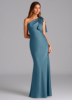 Azazie Yuanna Bridesmaid Dresses Bermuda Mermaid One Shoulder Stretch Satin Dress image5