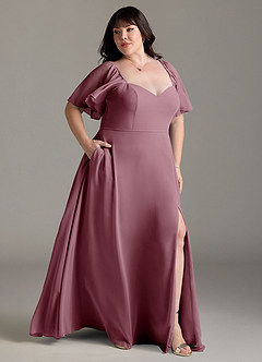 Azazie Chloe Bridesmaid Dresses Vintage Mauve A-Line Sweetheart Neckline Chiffon Dress image10